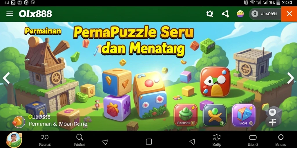 Tangkapan layar gameplay OLX888 yang menampilkan tingkat tantangan puzzle.