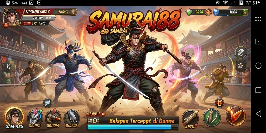 Gameplay menegangkan dalam balapan SAMURAI88 dengan kendaraan keren.